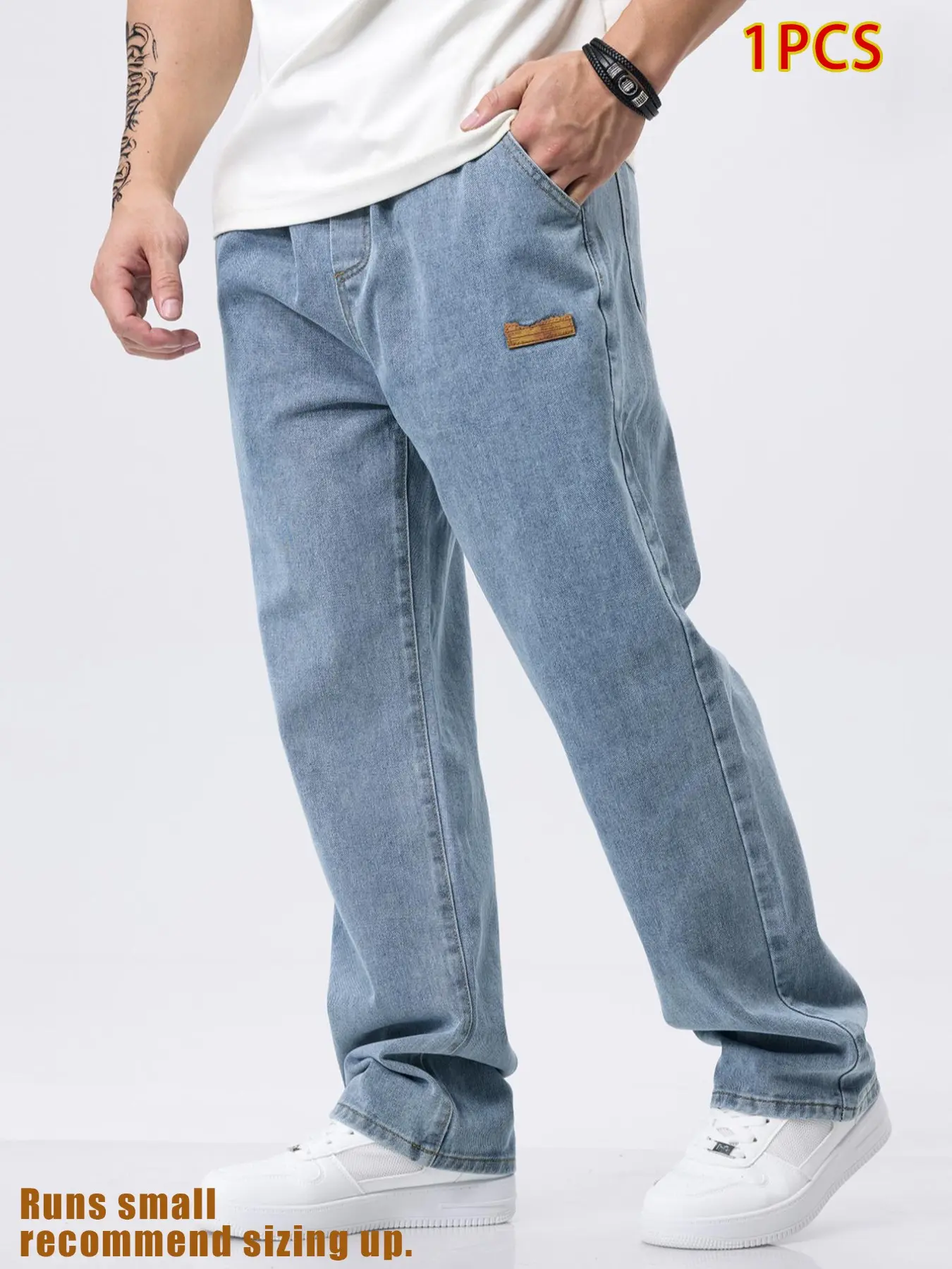 【Black Friday】Autumn and winter men's elastic drawstring elastic waist slim straight leg jeans, recommended to be one size larger, slim fit, non elastic denim pants, suitable for daily casual and trendy must-have men's pants 🔥