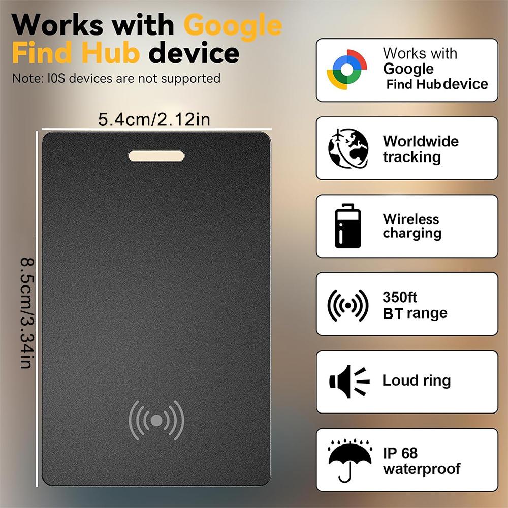 Android Wallet Smart Card Tracker, BT-compatible Locator Compatible with Google Find My, Ultra-Thin Wireless Charging Tag for Luggage Passport Bag