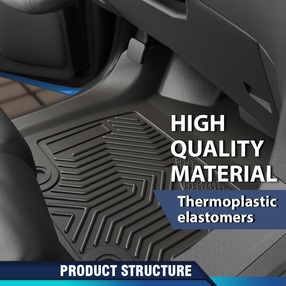 CROSSDESIGN All Weather TPE Floor Mats Waterproof Durable Fit For 2008-2021 Nissan Frontier Crew Cab Floor Mats Liners Set All Weather TPE