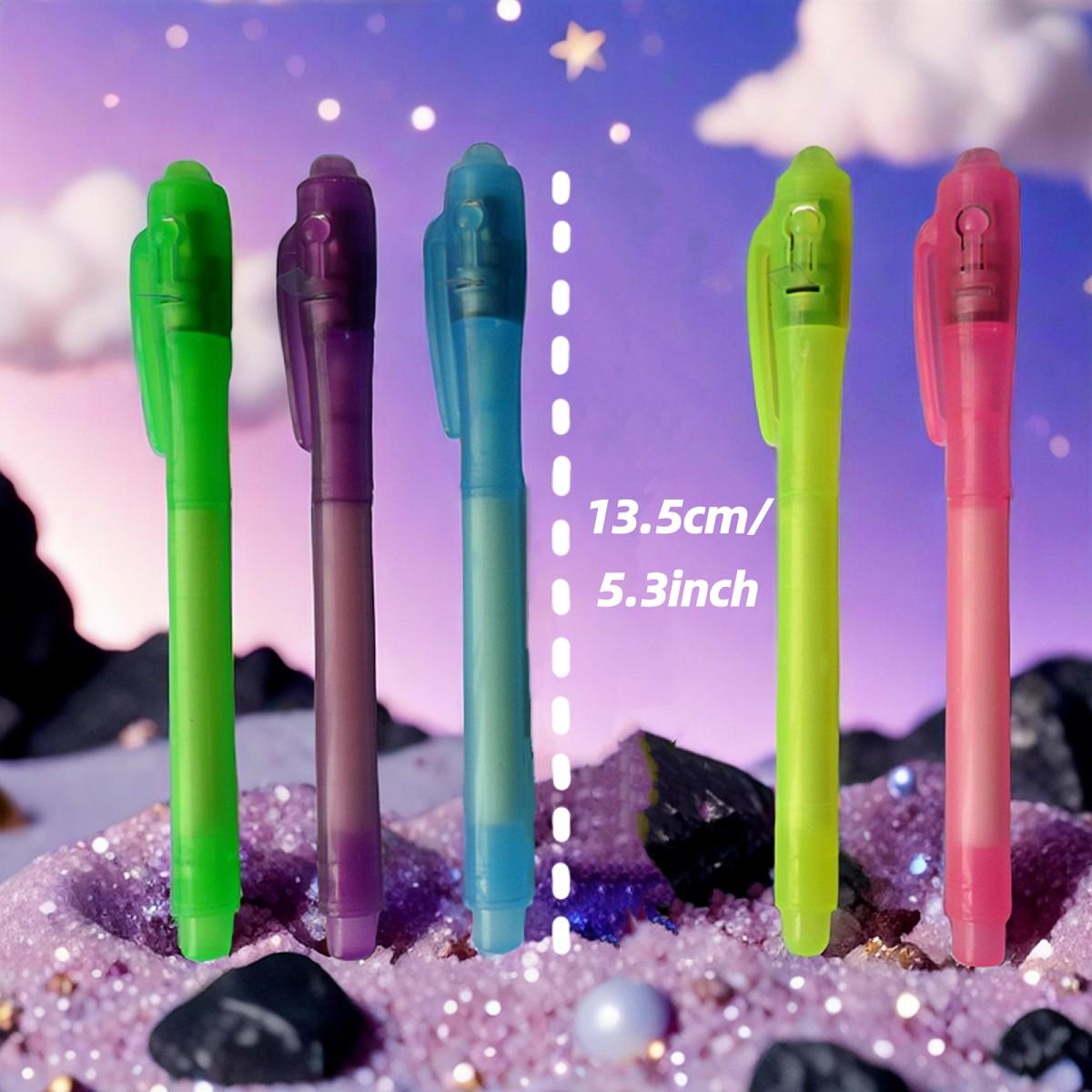 5/20pcs Invisible Ink Pen Set, Write Secret Messages, Includes UV Light for Revealing, Random Color Pen Holder, Fun Gift Idea