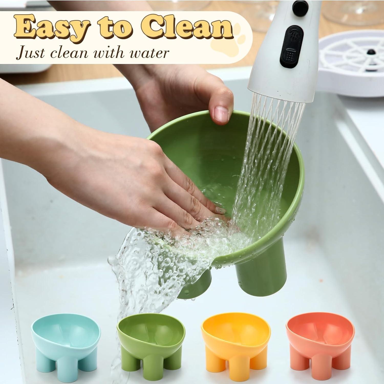 Pet Bowl Cat Dish, Large Water Bowl, Anti-Spill High Footed Bowl, Prevents Vomiting, Indoor Pet Food & Water Set, Blue