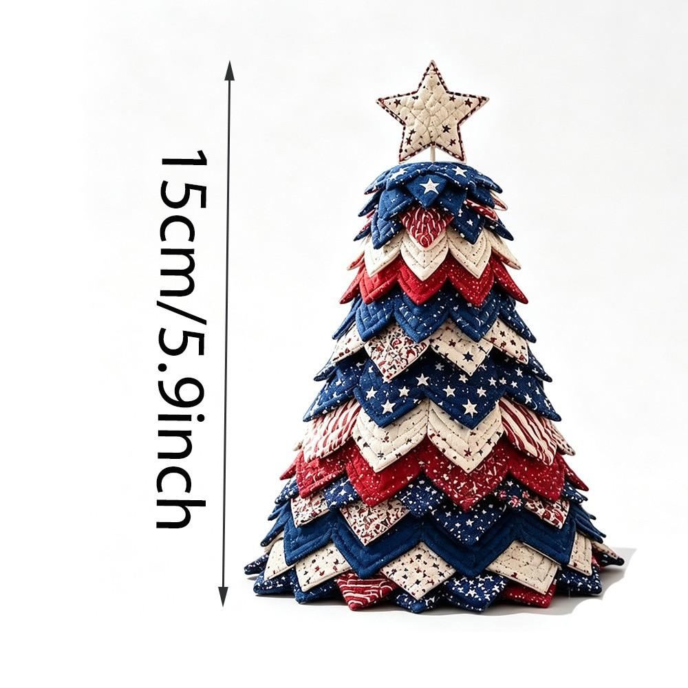 Americana Christmas Tree Quilt Kit,Christmas Patchwork Fabric DIY Kit (1PC) | Red,White,and Blue Stars & Stripes Patchwork Craft Kit for Adult Beginner,Gifts for Quilting Lover