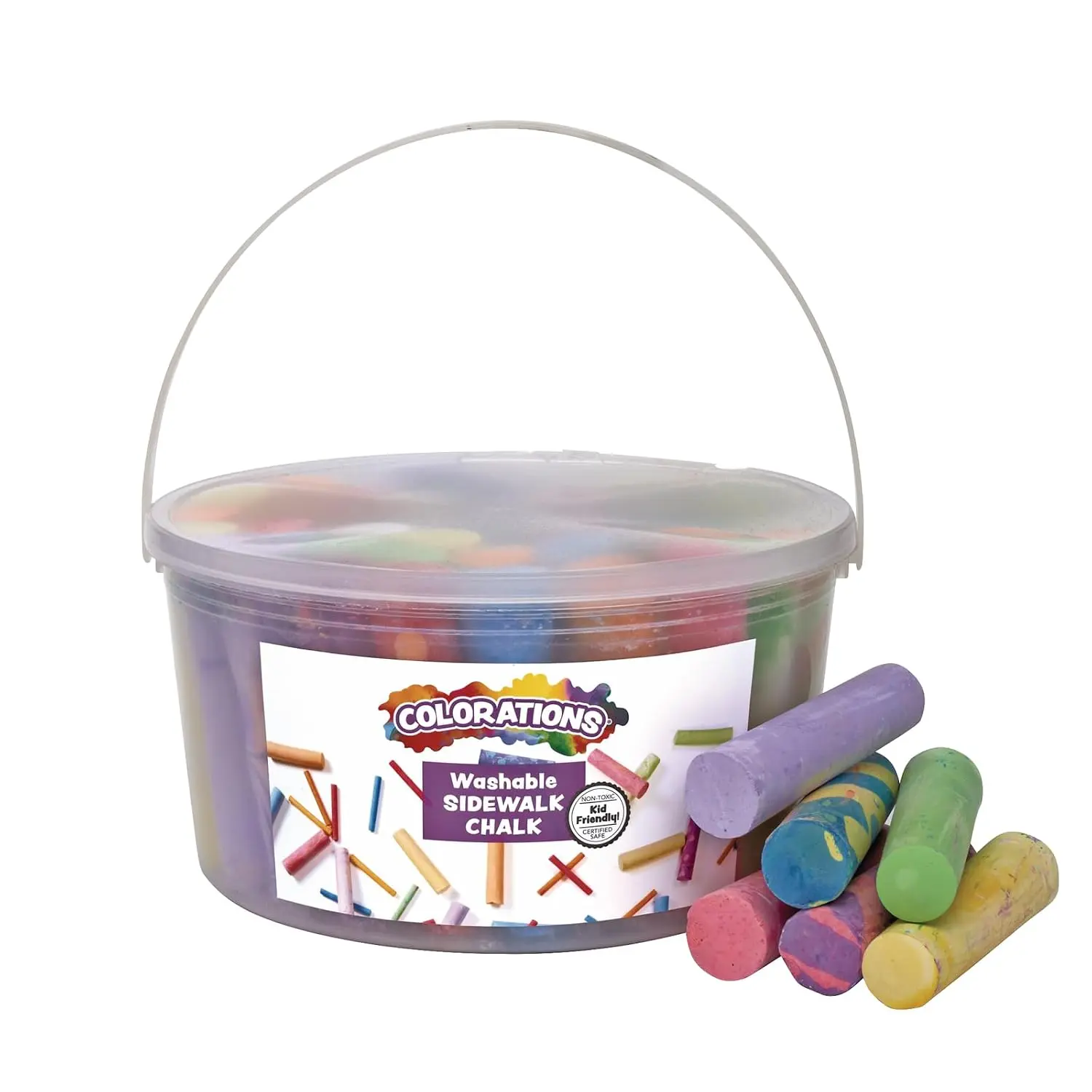 Outdoor sports Colorations Sidewalk Chalk – 50pc 4" x 1" Washable, Bright Colored Chalk Set – Fun Kid Art Colors & Patterns – Draw on Classroom Chalkboard or Outdoor Playground – Jumbo Bulk
