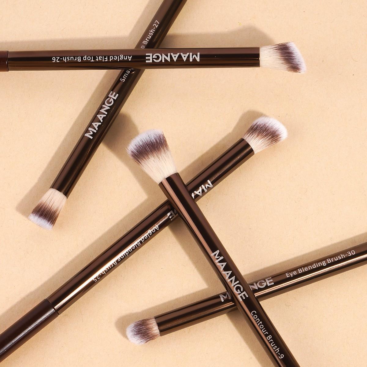 Maange 6-Piece Aluminum Tube Makeup Brush Set, Blush Brush, Powder Brush, Contour Brush, Concealer Brush, Highlighter Brush, Cosmetic Tools