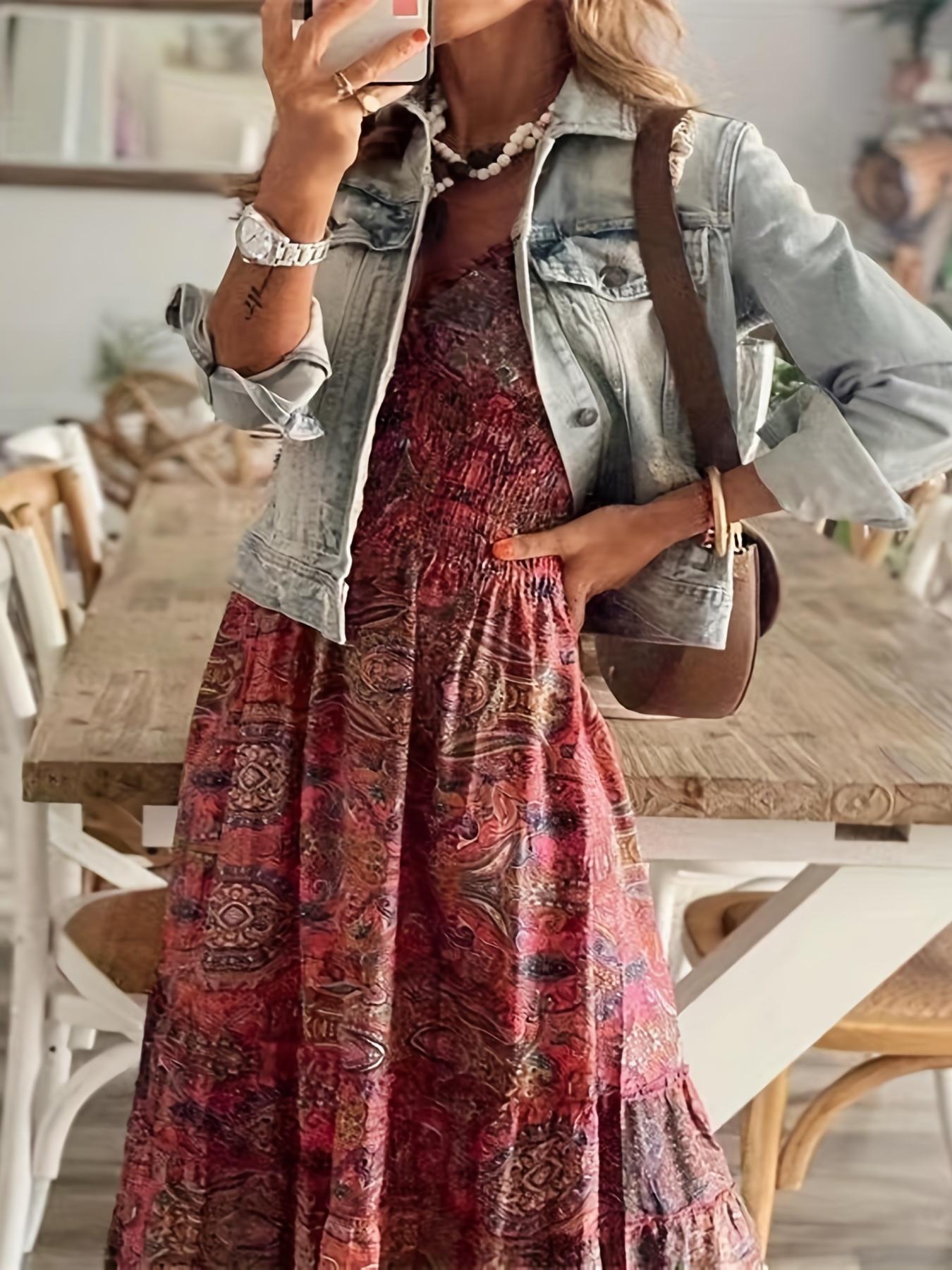 Plus Size Bohemian Dress, Scallop Edge Design, Curvy Friendly Vacation Dress