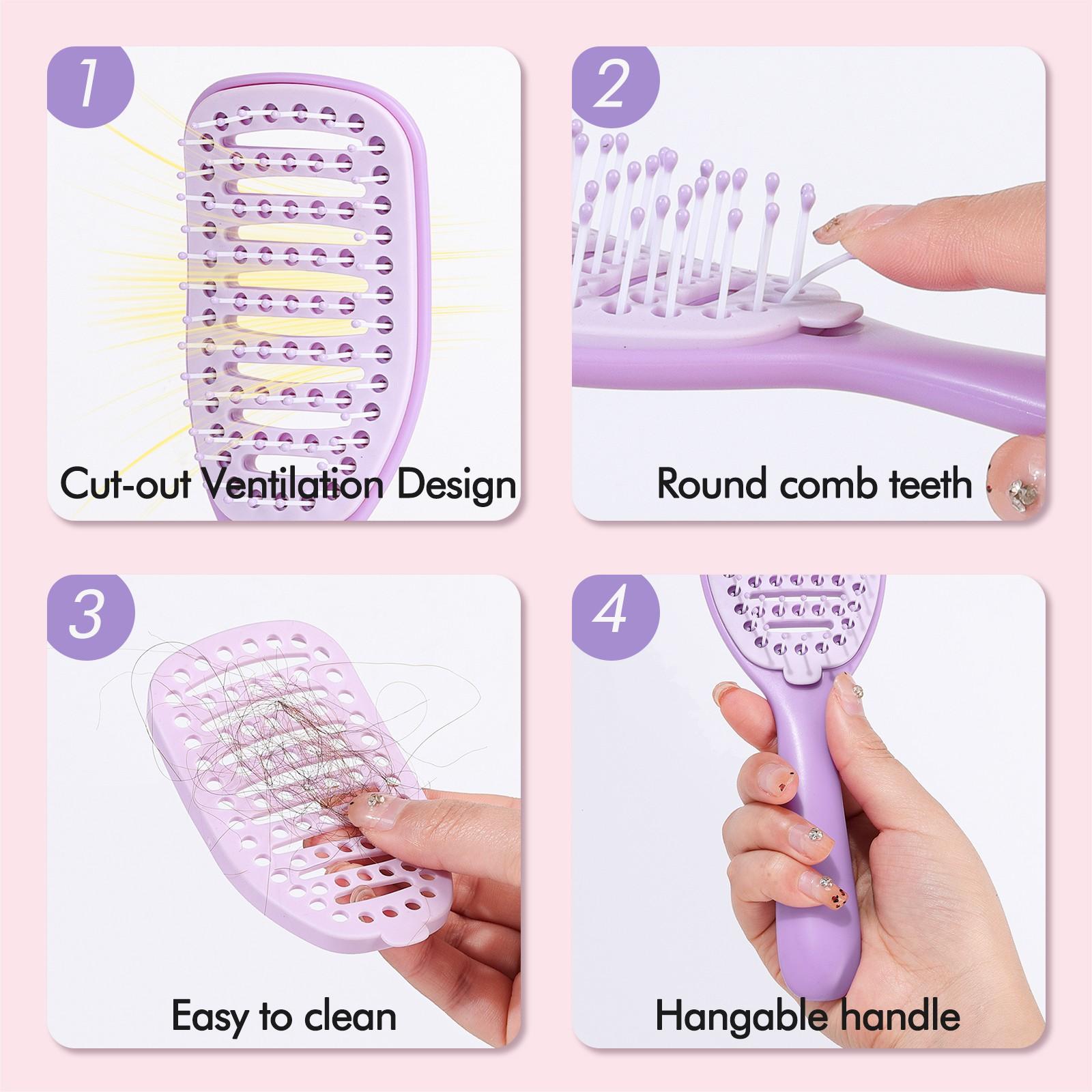 Self-Cleaning Hair Brush, Easy Hair Removal Detangling Comb, Scalp Massage, Anti-Tangle Smoothing Brush for Wet & Dry Hair Care