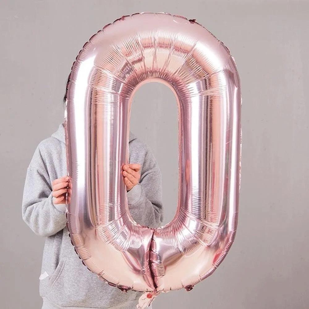 Durable 3D Rose Gold Number Balloons Set for Wedding Anniversary Party Decor, Romantic Metallic Backdrop Photo Props, Festival Celebration Background Wall Decoration