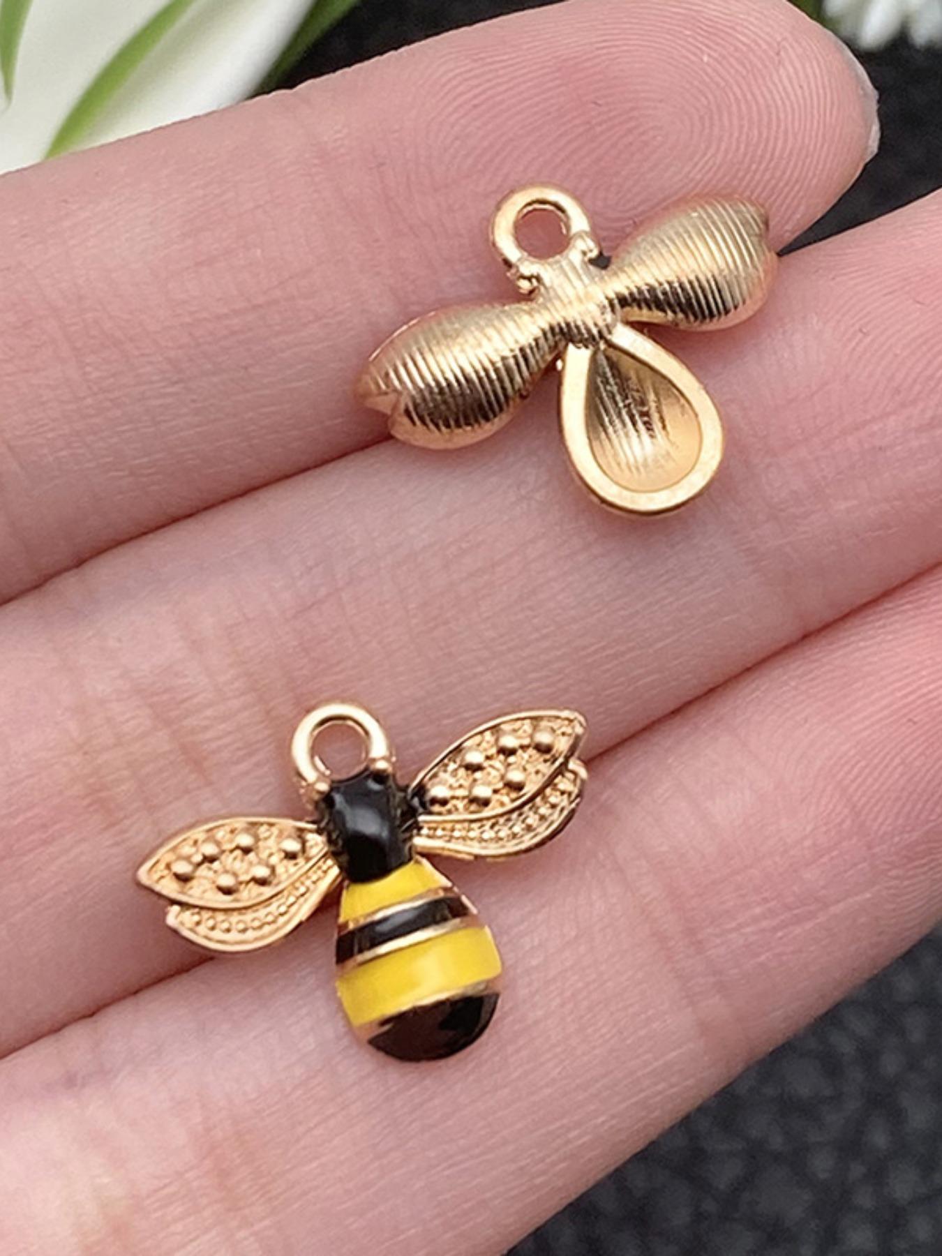 5 Piece DIY Alloy Oil Drip Jewelry Accessories Bee Insect Animal Pendants, Handmade Charm Bracelet Keychain Necklace Hanging Decorations