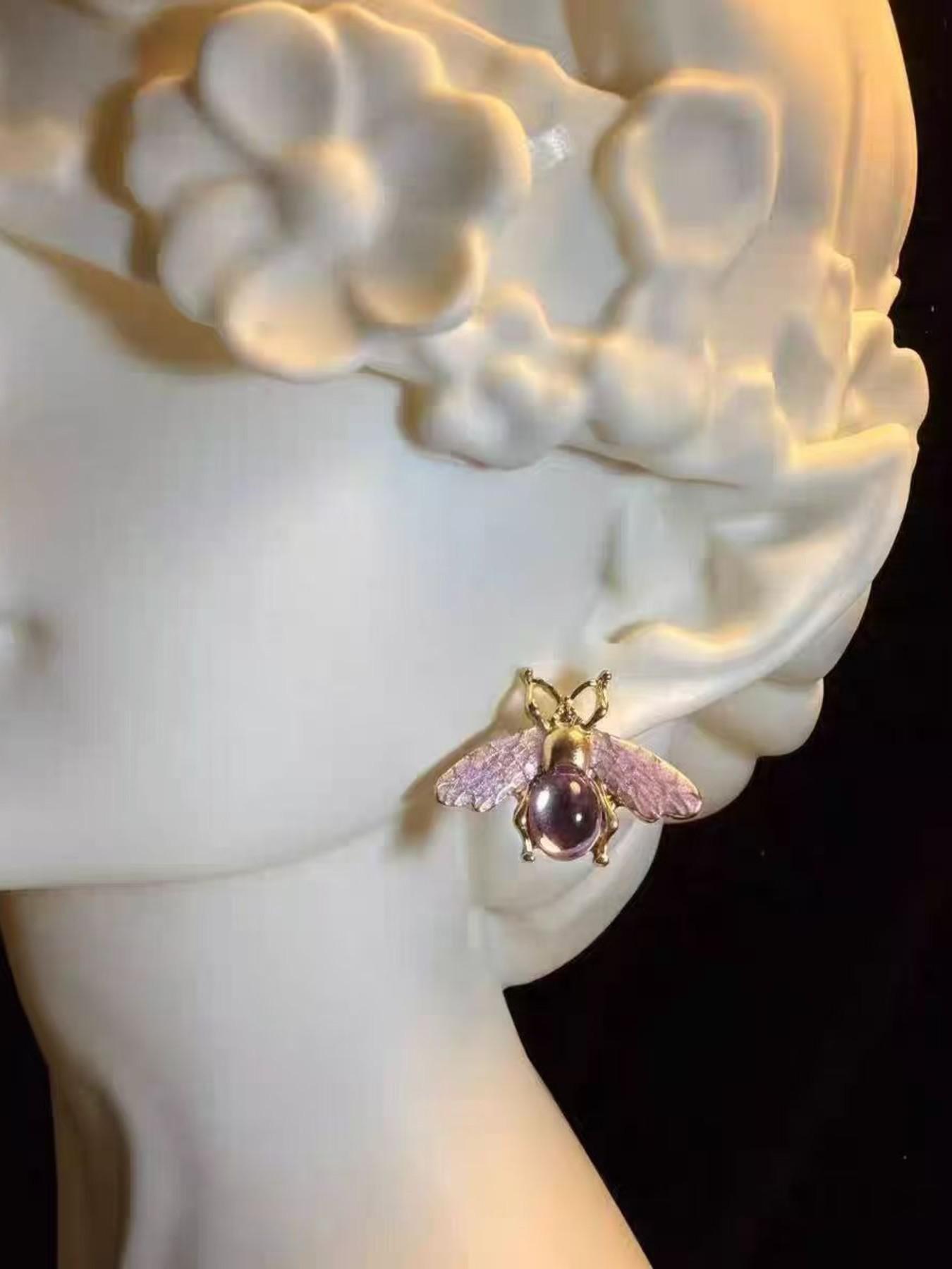 Gemstone Bee Earrings, Whimsical Insect Studs, Retro Style, Simple Fashion, Perfect Gift, Daily Accessory, Party, Holiday