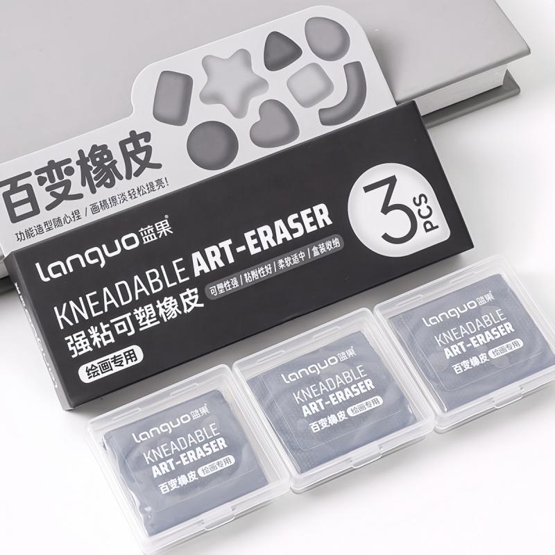 Kneaded Eraser, 3 Pack, Grey, Kneaded Erasers for Artists, Art Eraser, Kneadable Erasers, Back to School Supplies