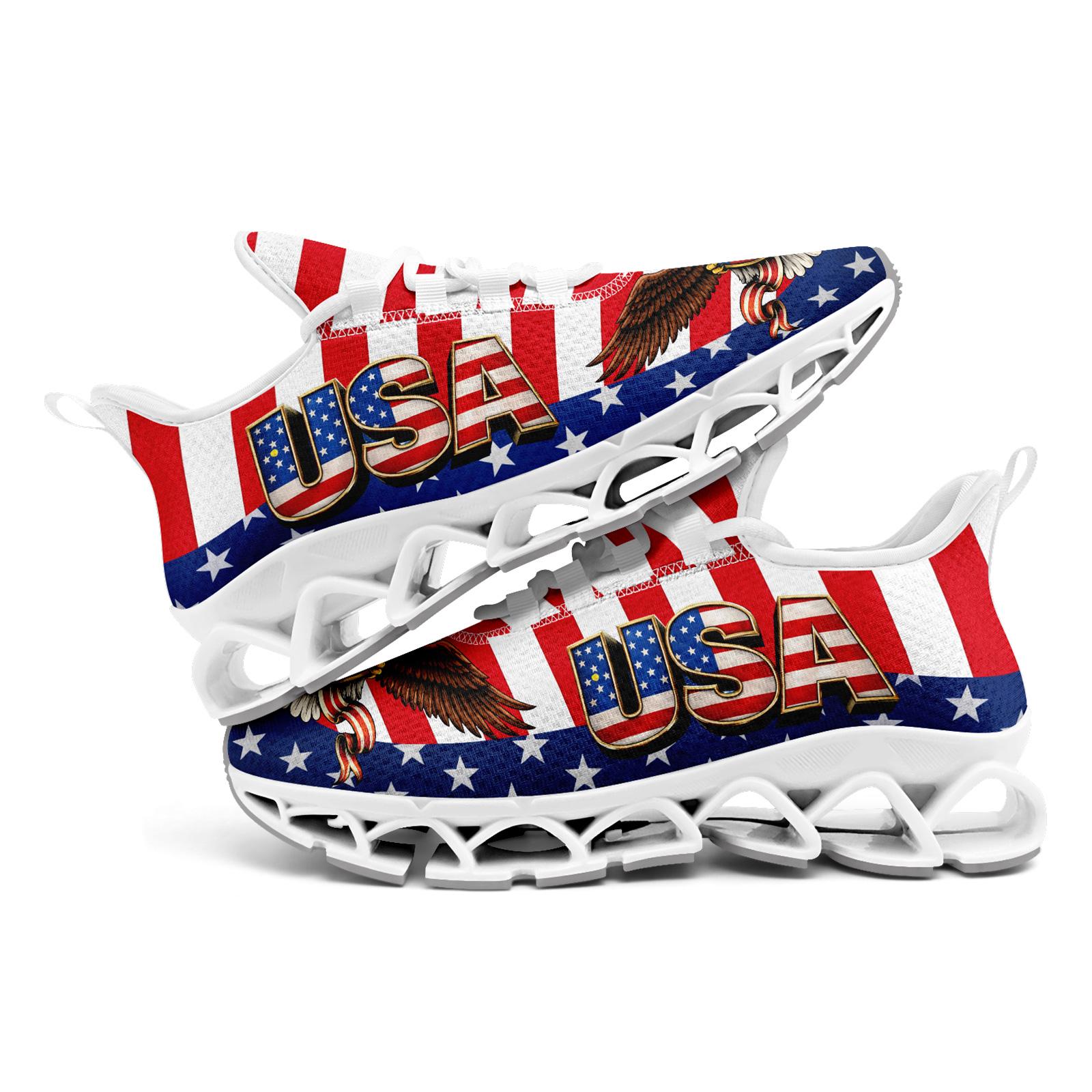 Men's Patriotic US Colors Sports Shoes, Stylish Breathable Blade Sneakers, Comfortable All-Day Wear Casual Walking Shoes