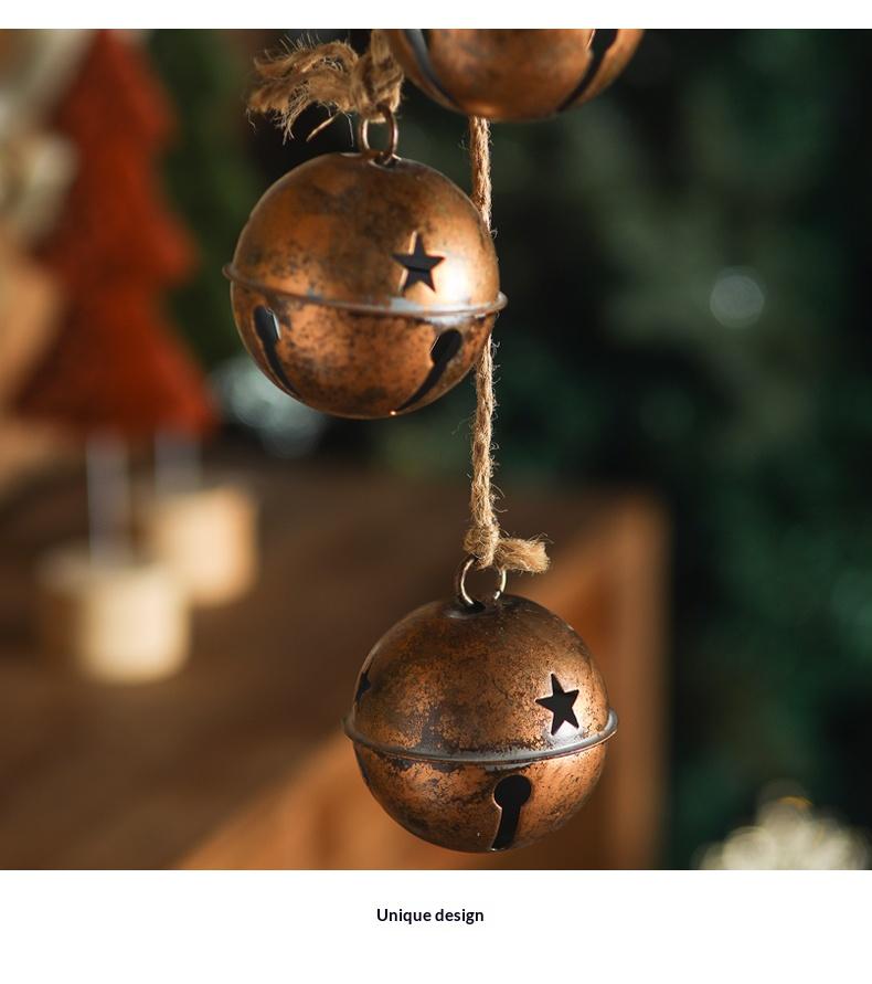 Decorative Golden Bell Pendant with Hemp Rope, Vintage Home Decoration for Festive Occasions, Cute and Lovely Design