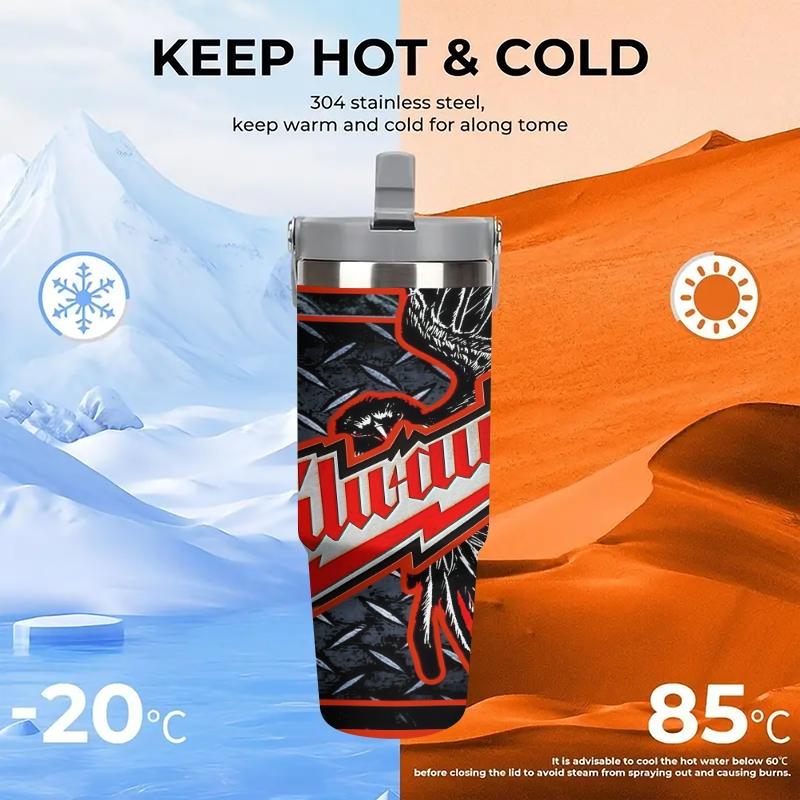 1pc 30oz Stainless Steel Insulated Tumbler – Milwaukee "Eagle Logo" Edition – Industrial-Style Water Bottle with Handle and Straw – Ideal for Outdoors, Sports, and Indoor Use – Birthday/Holiday Gift – High-Capacity Flask