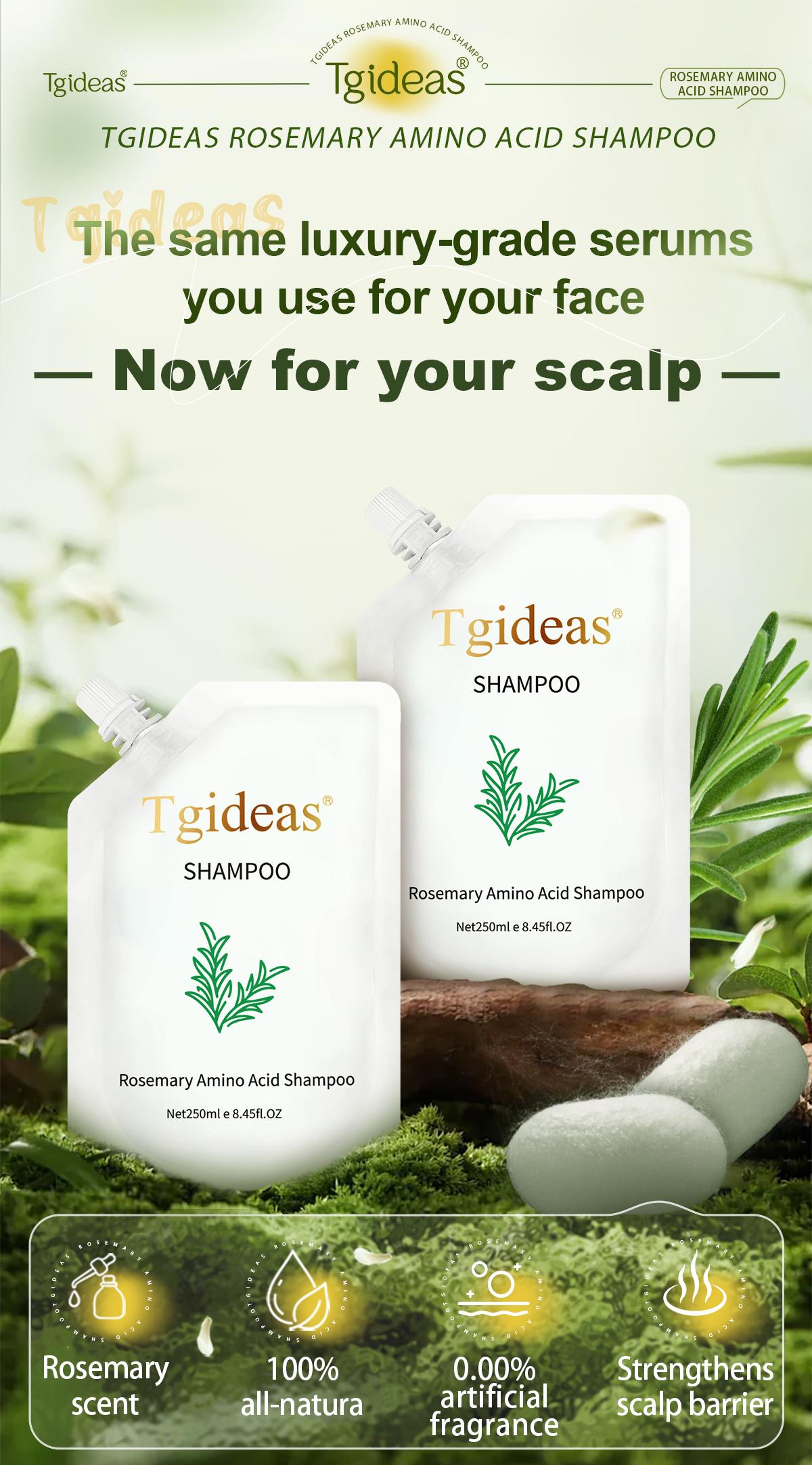 【 Buy 2-Get 2 Free!】Tgideas Anti-Hair Fall Hair Loss Treatment Shampoo Oil Control Anti Dandruff Haircare Rosemary Zinc PCA Help Hair Growth Amino Acid Hydrolyzed Protein Repair Reduce Hair Loss Scalp Cleanser Conditioner 250ML Gentle Smoother
