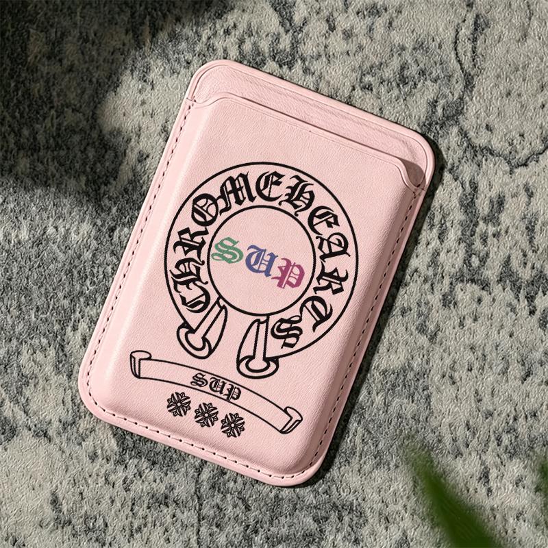 Colorful sup magnetic card holder for iPhone 17/16/15/14/13/12 - Strong magnetic polyurethane leather card holder (can hold 2 cards), comes with a free metal ring adapter - compatible with Samsung/Google/Motorola devices