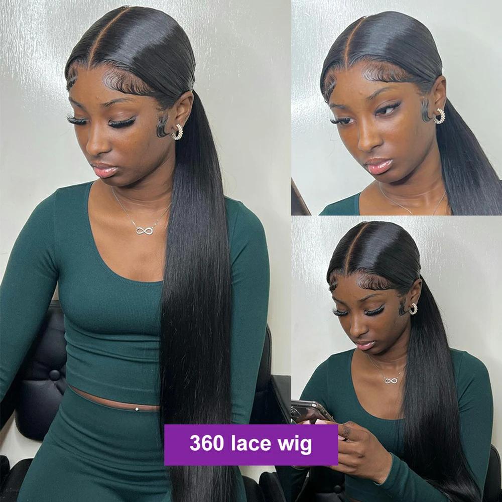 Bling Hair 360 Full Lace Wig  13X4 HD Transparent Lace Front Real Hair Wigs For Women 30 Inch Brazilian Straight 13x6 Lace Frontal Wig