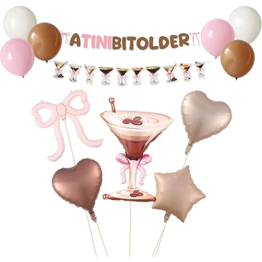 A Tini Bit Older Birthday Decorations Espresso Martini Birthday Party | Martini Balloon Bow Heart Shape Foil Balloons for Bachelorette Decor Girls Bithday Party Supplies