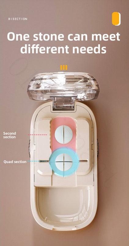Pill Cutter Splitter - Multi-Pill Cutting Tool featuring Adjustable Parts, Fits Small & Tiny Pills | Clean Splits for Vitamins & Supplements | ABS+PC Material featuring Safe Hidden Cutting Edge & Easy Use