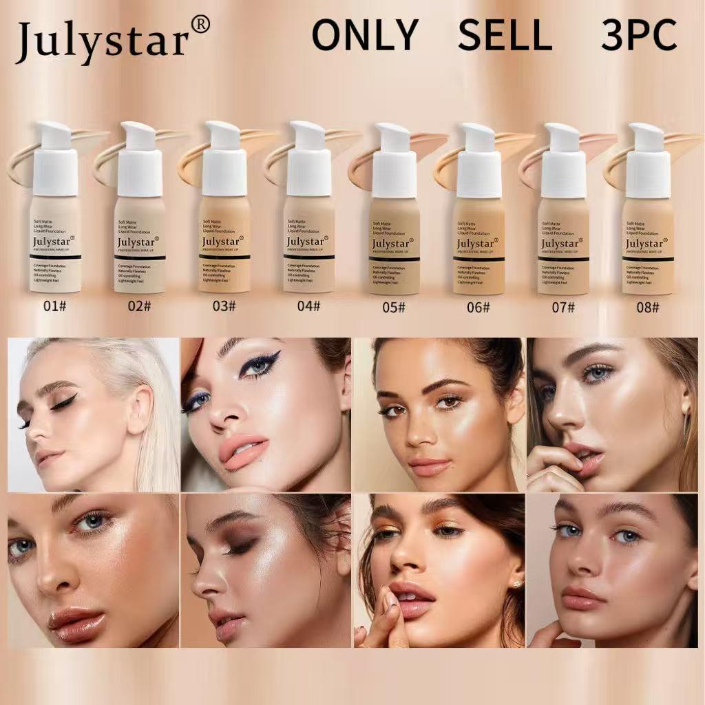 High Coverage Matte Foundation, Oil Control, Waterproof, Long-Lasting, Non-Shedding, Lightweight, 30ML X 3, Multi-Pack Cosmetics