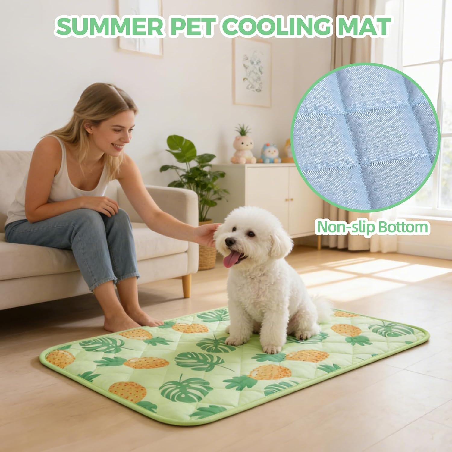 Cooling Mat,15.5" x 19.5"Thicken Self-Cooling Mat for &,Internal & Endothermic,Washable  Ice Cool Pad Blanket, Sleeping Pad for Indoor Outdoor in Summer, , Green S