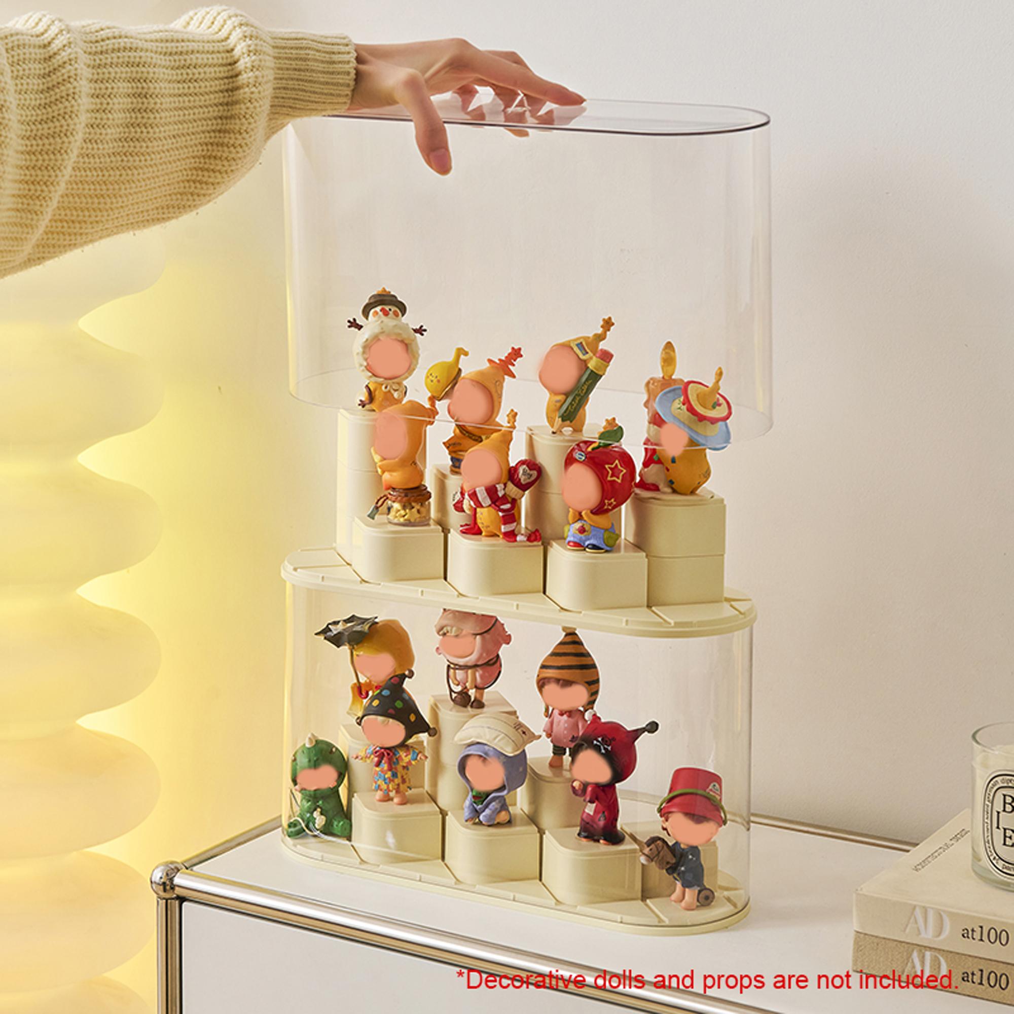 Desktop Figure Doll Hanging Storage Display Box, Clear Organizer, Dustproof Moisture-Proof, DIY Building Block Module, Suitable for Labubu Skullpanda Dimoo Hirono Molly Collectibles