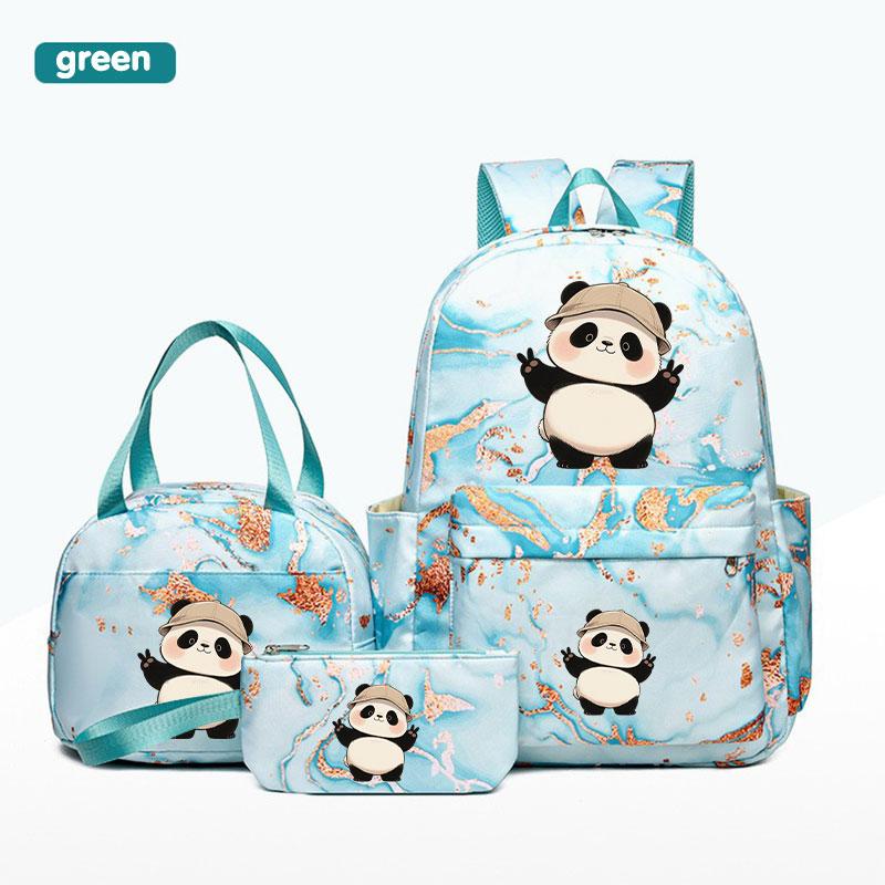 Cute Panda School Backpack Set, Adjustable Straps, Tablet Compartment, Lightweight Comfortable, Ideal for Daily Use & Travel Gift
