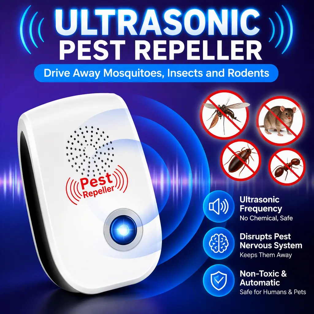 2026 Upgrade Ultrasonic Pest Repeller, Dual‑Speaker Electronic Plug‑In Repellent, Energy‑Saving Indoor Repels Mouse, Mosquito, Insects for Home Garage Warehouse