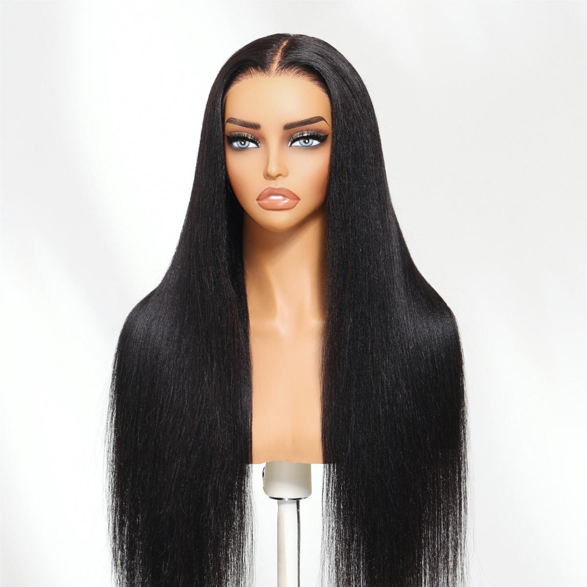 【Universal Fit 】Sunber 7x5 Yaki Straight HD Transparent Lace Front Wig No Slip Glueless Human Hair Wigs No Lace Lift Put On and Go