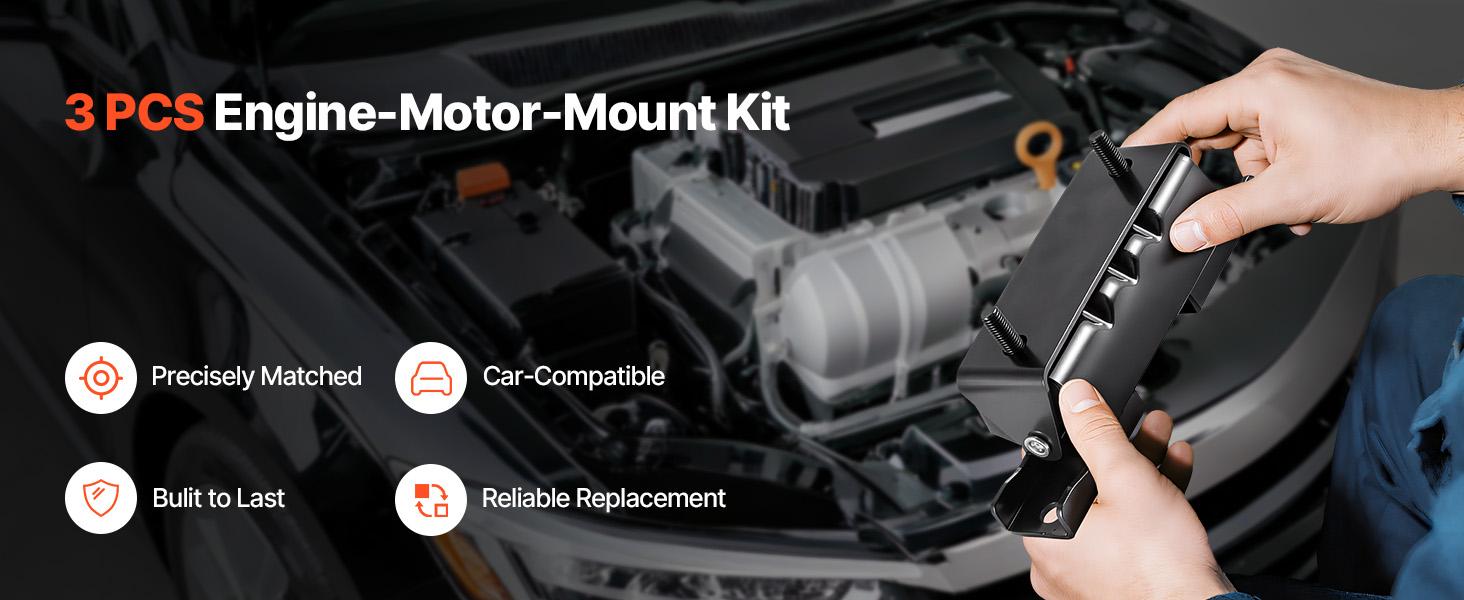 VEVOR Engine and Transmission Motor Mount Kit Replacement, Set of 3, Compatible with 2007-2013 Chevrolet Silverado 1500 5.3L V8, Replace OE# A5365, A5365, A2638, Secure Support