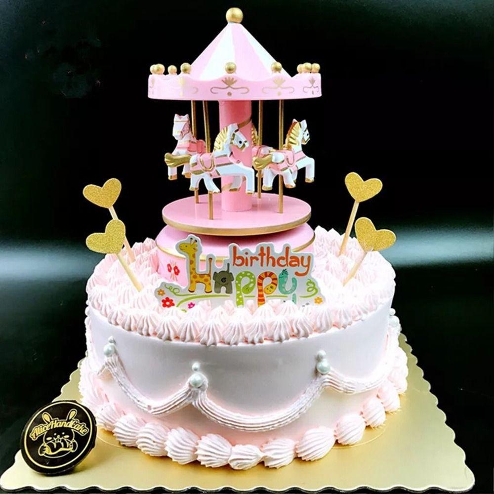 Merry-go-round Music Boxes Plastic Carousel Horse Musical Box Horse Roundabout Musical Box Baby Room Decor Girls Birthday Gifts