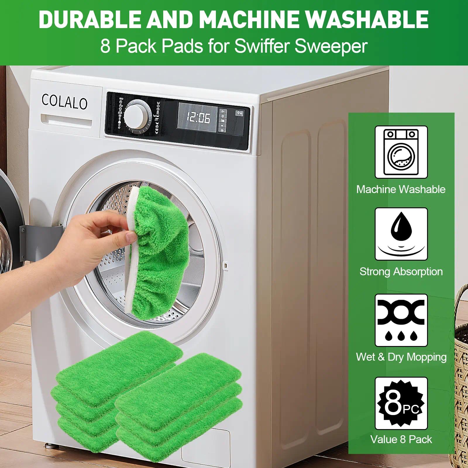 8Pcs Microfiber Mop Pads Compatible with Swiffer Sweeper Mop Wet and Dry Flat mop Cover Replacement Reusable Sweeping Mopping pad Refills for Hardwood