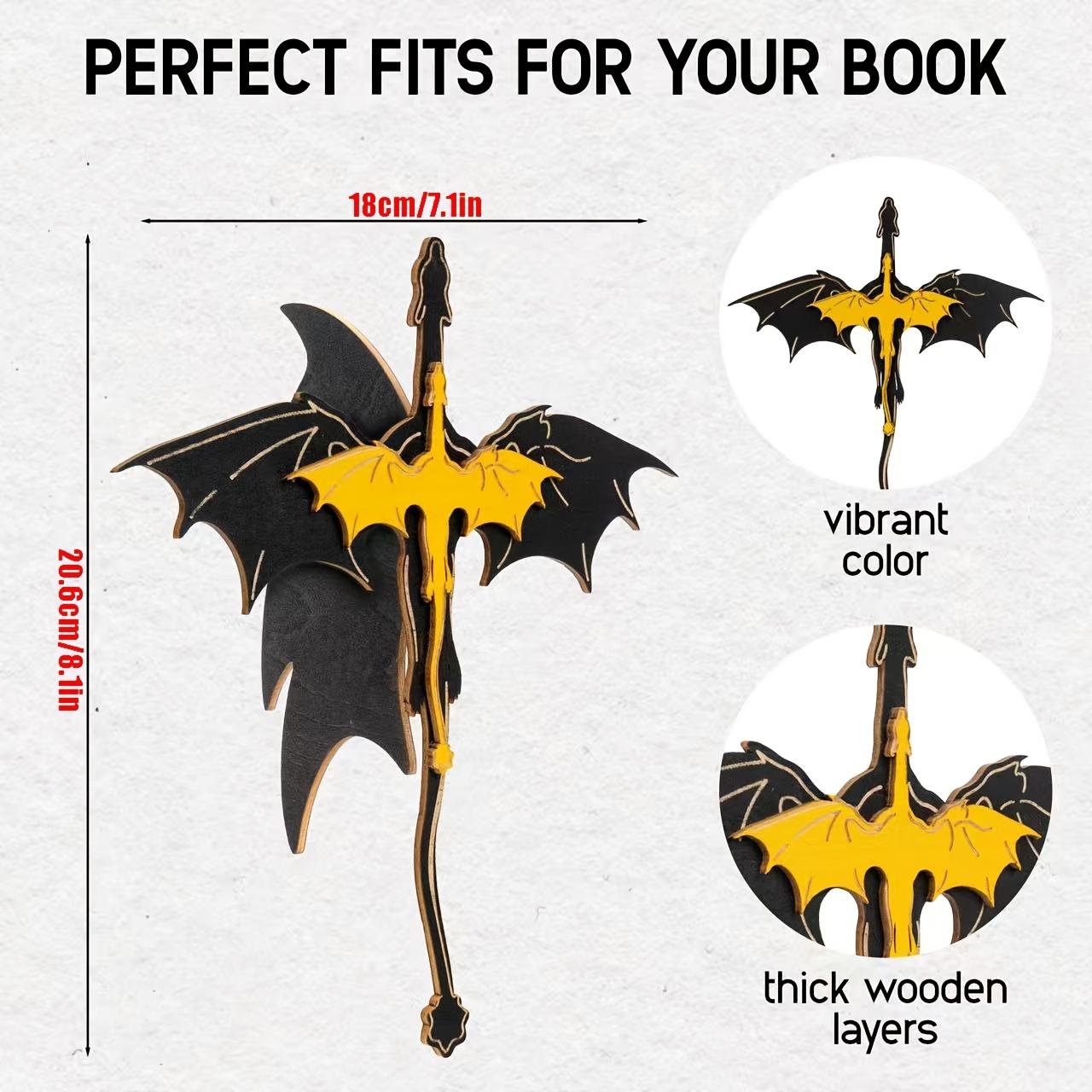 3D Wood Dragon Totem, Iron Flame Decor, Acotar & Glass Throne Fantasy Bookshelf, Multi-Functional Book Corner Decor, Perfect Christmas Gift