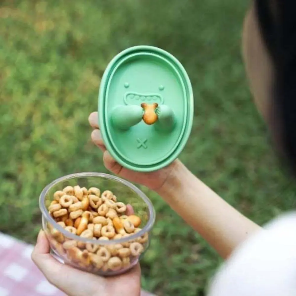 Portable Smooth Snack Container - Cylindrical ABS Plastic Cup with Flexible Silicone Cover (Finger Holes), Reusable Spill-Proof Bag Accessory for Travel, Camping, Lightweight Mini Size
