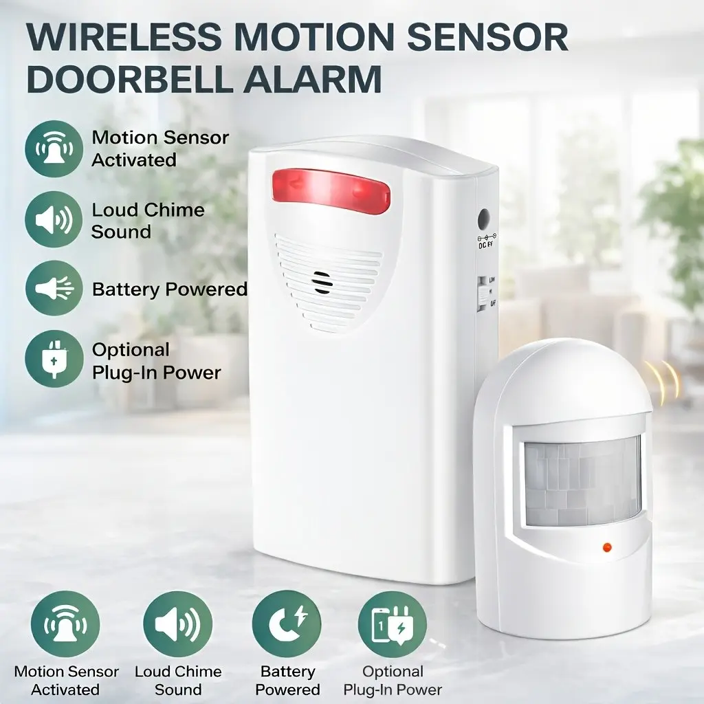 Driveway Alarm Wireless Motion Sensor with Receiver Infrared Detector, Indoor Outdoor Home Security Alert System