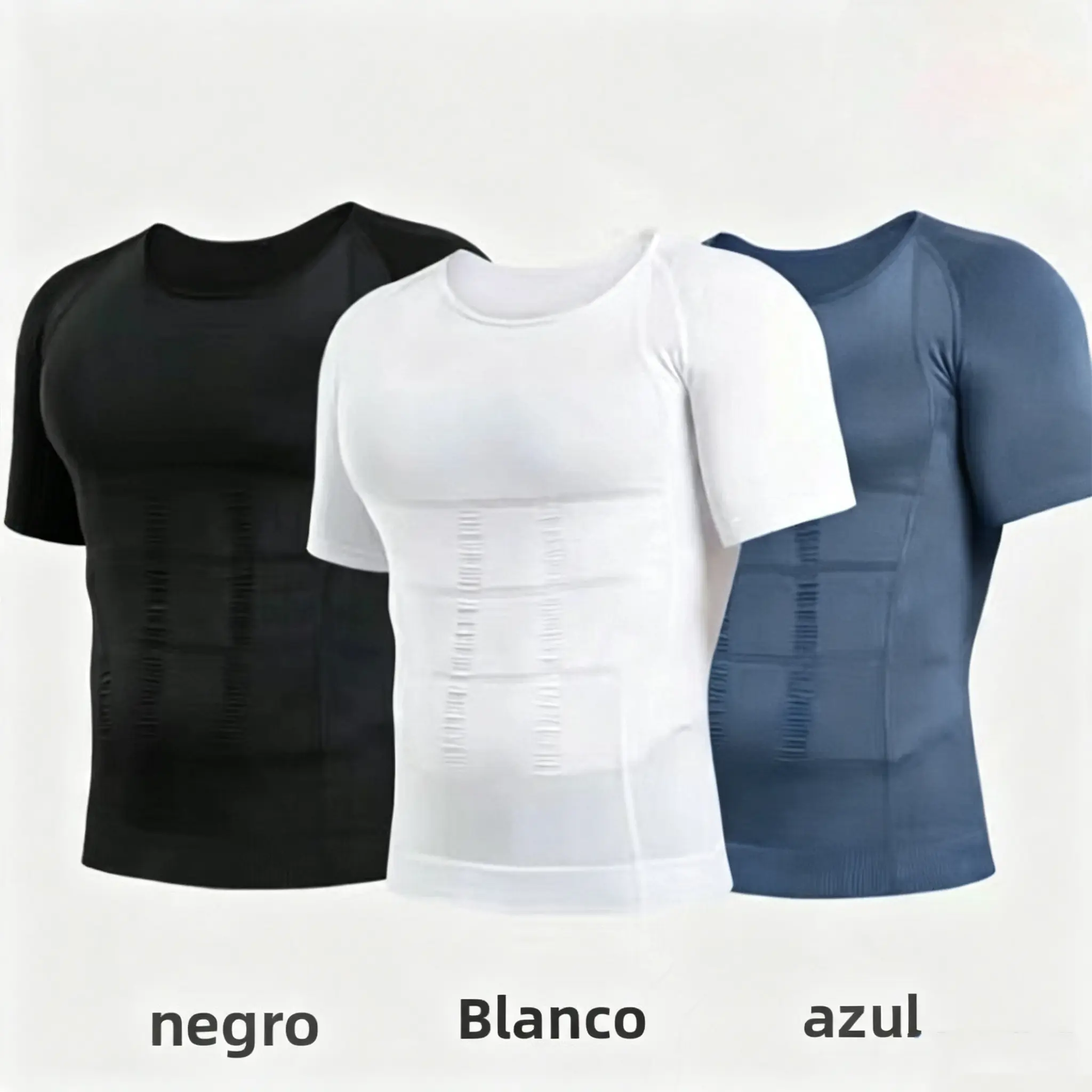 Men's Plain Seamless Slimfit Compression Undershirt - Round Neck Short Sleeve Menswear, Abdominal & Chest Girdle for Daily Wear Fat Reduction