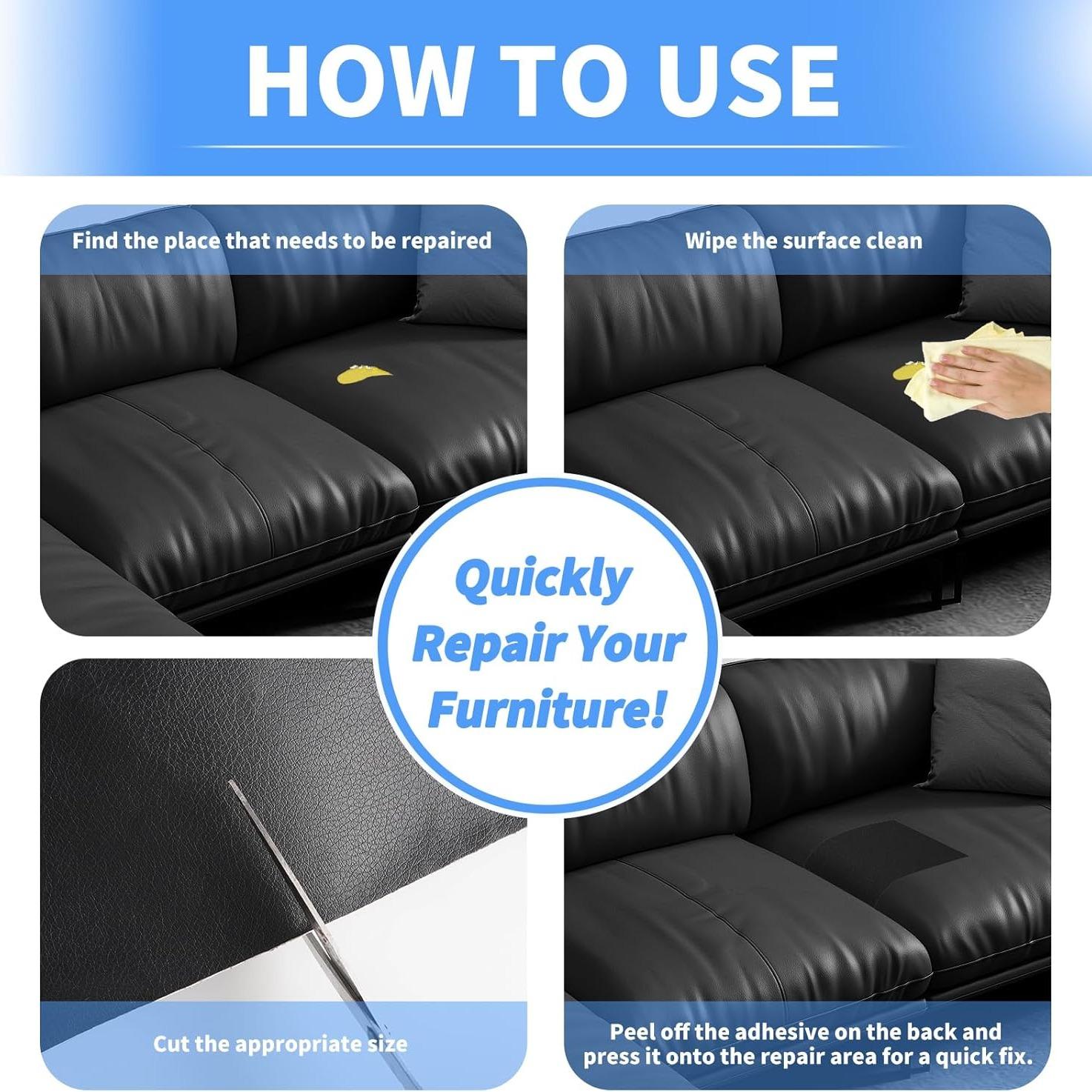 Self Adhesive Leather Repair Patch, 1 Roll Elastic Leather Repair Tape, Multifunctional Leather Repair Kit for Sofa Car Seat