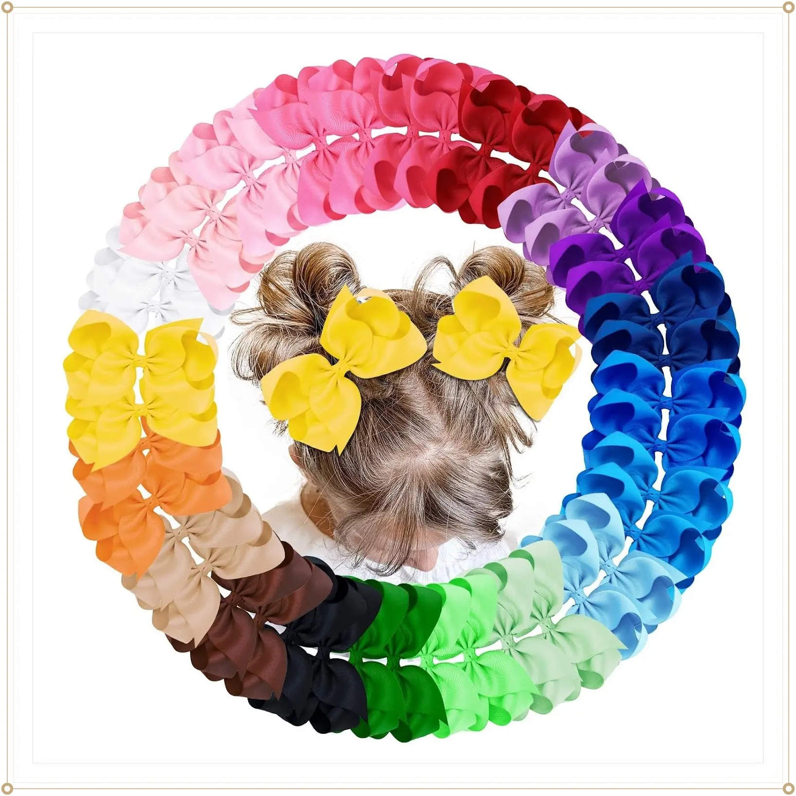 40Pcs 4.5 Inch Grosgrain Ribbon Hair Bows Clips for Baby Girls Toddlers Infants Kids Teens - Alligator Barrettes, 20 Colors in PairsGift