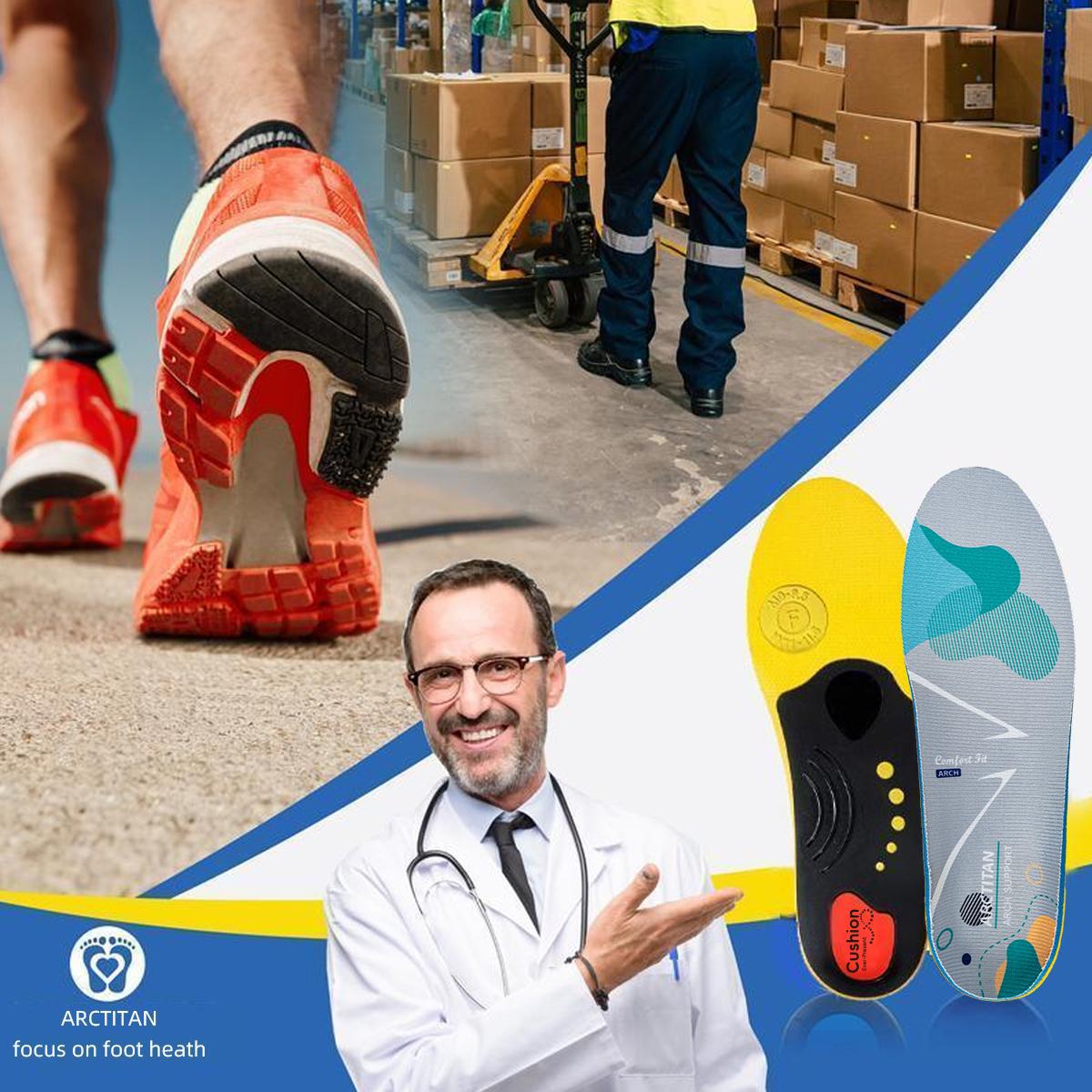 High Arch Support Orthopedic Insoles For Men Women,Plantar Fasciitis Insoles,Work Boot Insoles For Standing All Day,Shock Absorbing Heavy Duty Support Relief Foot Pain,Flat Feet,Heightening Insole,Chef,Food Service,Shoe Inserts,Sweat Footwear