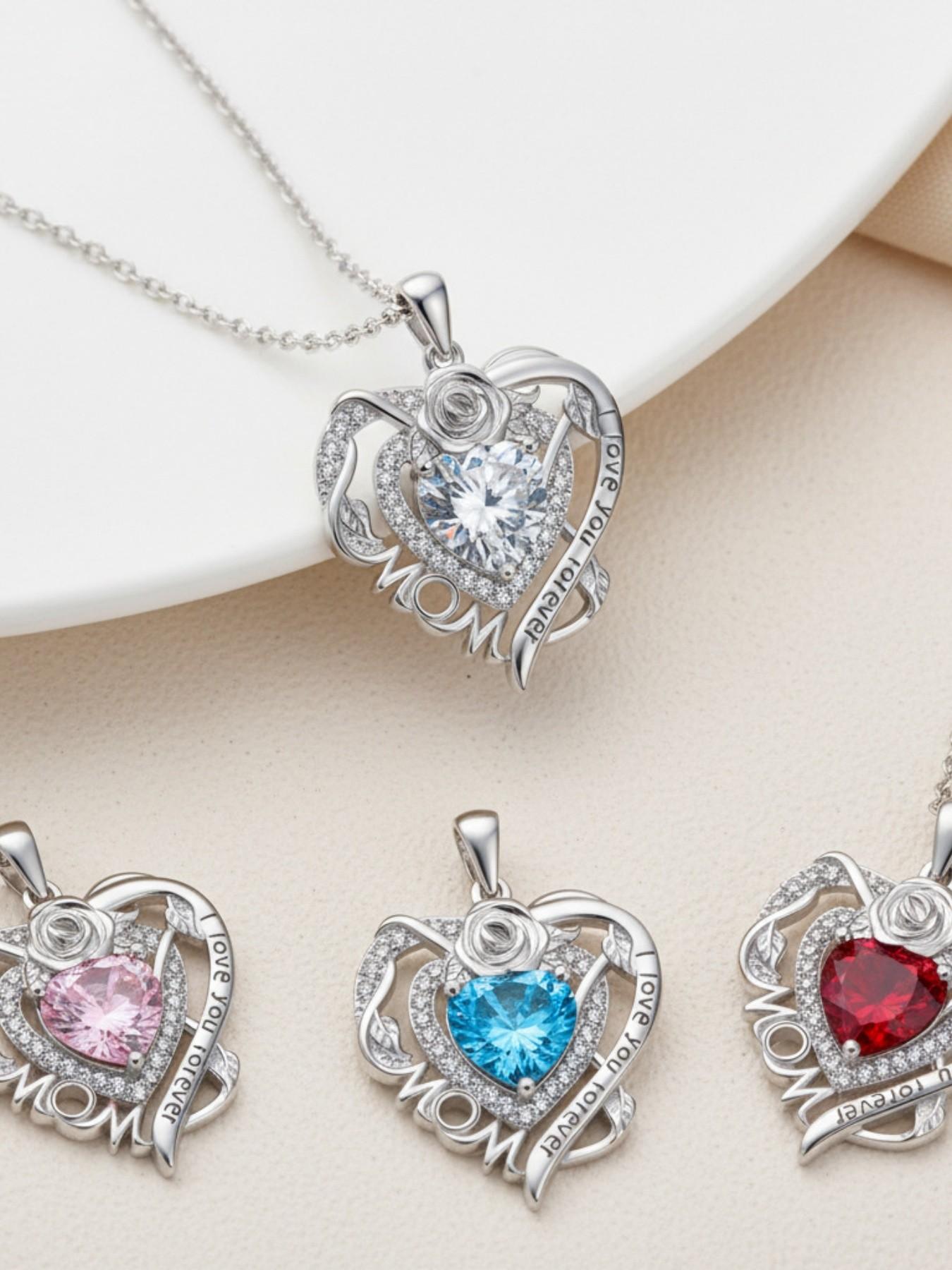 Rose Heart Forever Mom Original heart-shaped rose pendant, luxury premium gem necklace.Paired with a preserved rose & teddy bear jewelry gift box.Perfect mysterious gift for festivals, birthdays, Valentine's Day, Mother's Day and Christmas.