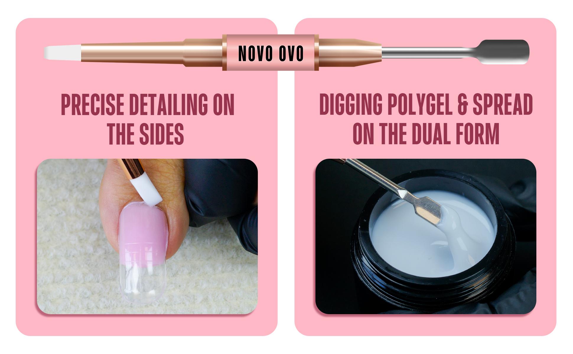 NOVO OVO Upgraded NON-STICKY Polygel Solution Procedure Set, White and Pink non-sticky Poly Gel, Dual-Ended Nail Pen, Extra Slim Nail File, Easy to Use Together with Toe or Hand Nail Dual Forms NOVO OVO Upgraded NON-STICKY Polygel Solution Procedure Set, White and Pink non-sticky Poly Gel, Dual-Ended Nail Pen, Extra Slim Nail File, Easy to Use Together with Toe or Hand Nail Dual Forms