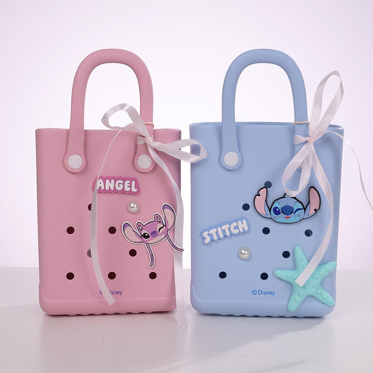 Disney Lilo & Stitch Collection Holes Small Handheld Bag - Lightweight Beach & Grocery ShoppingBag,Stitch Collection Mini Lunch Bagfor Women & Girls,Must-Have for Going Out