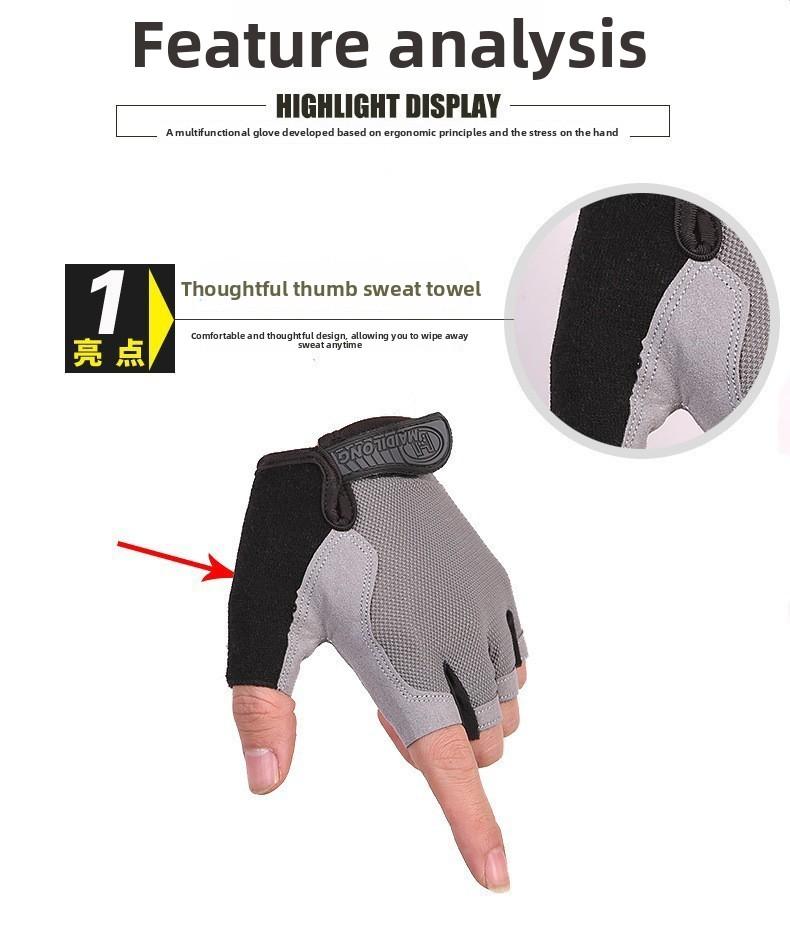 Unisex Half-Finger Cycling Gloves - Sports Accessories with Breathable Mesh Polyester, Elastane, Thin Thickness, Anti-Slip Grip, UV Protection, Wear Resistant for Workouts, Sizes S-XL