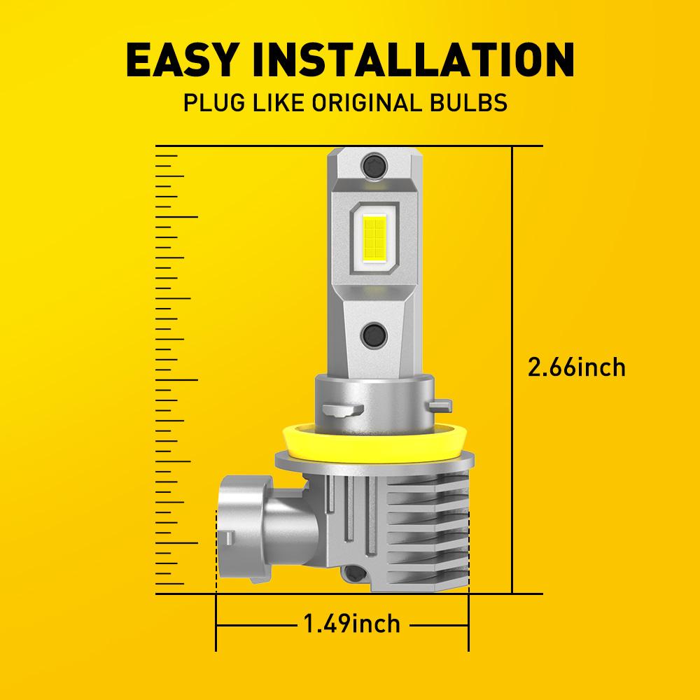 AUXITO H11 H8 H16 LED Fog Light Bulbs, 600% Brightness 6500K Cool White Driving Fog lights, 1:1 Mini Size Front headlight Lamps, Non-polarity, Play and Plug (Pack of 2) AUXITO H11 H8 H16 LED Fog Light Bulbs, 600% Brightness 6500K Cool White Driving Fog lights, 1:1 Mini Size Front headlight Lamps, Non-polarity, Play and Plug (Pack of 2)