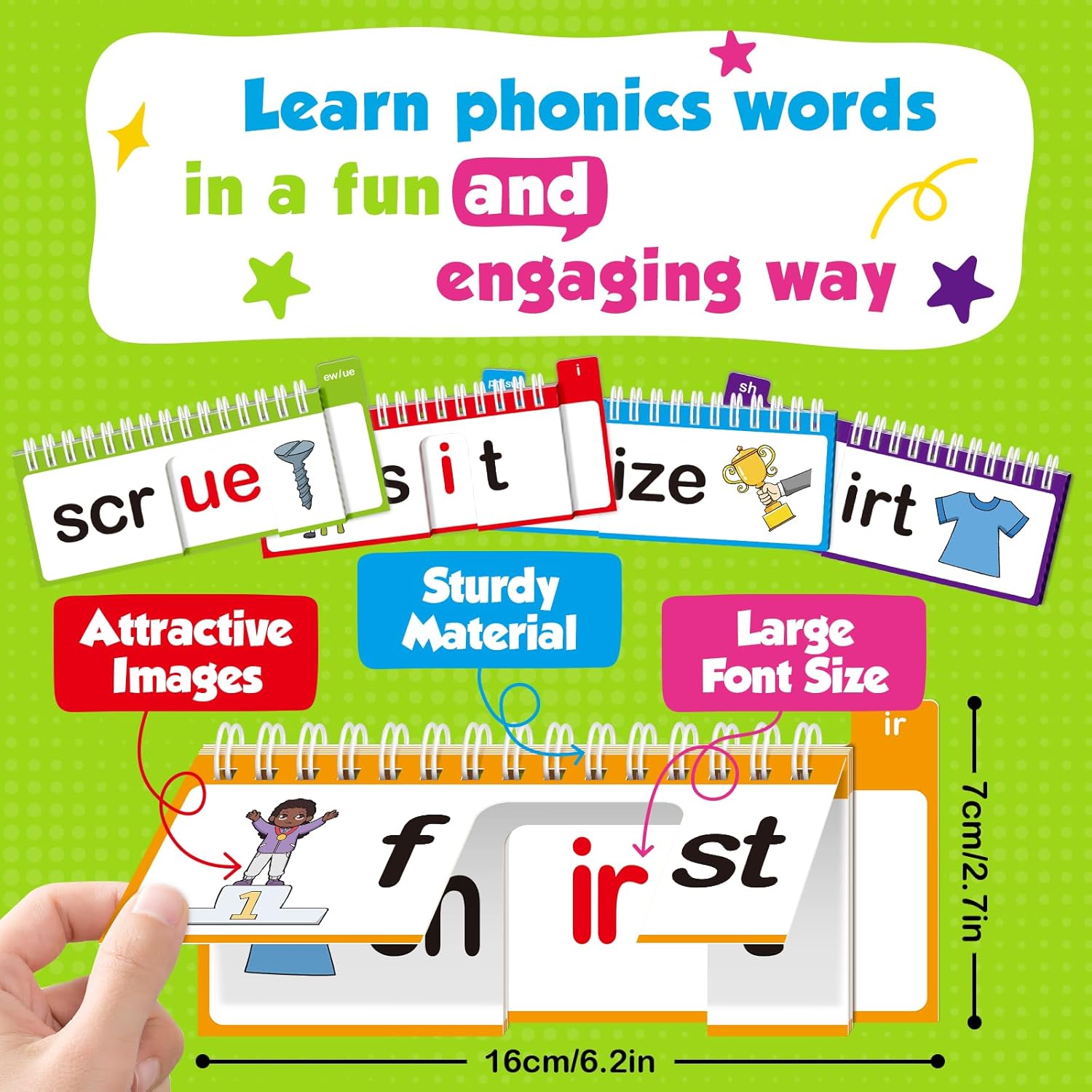 40 Phonics Word Family Build Book, Read and Rhyme Flip Book,Phonics Flash Cards, Learn to Read Phonics Games, Sight Word Flash Cards for Learning Activities