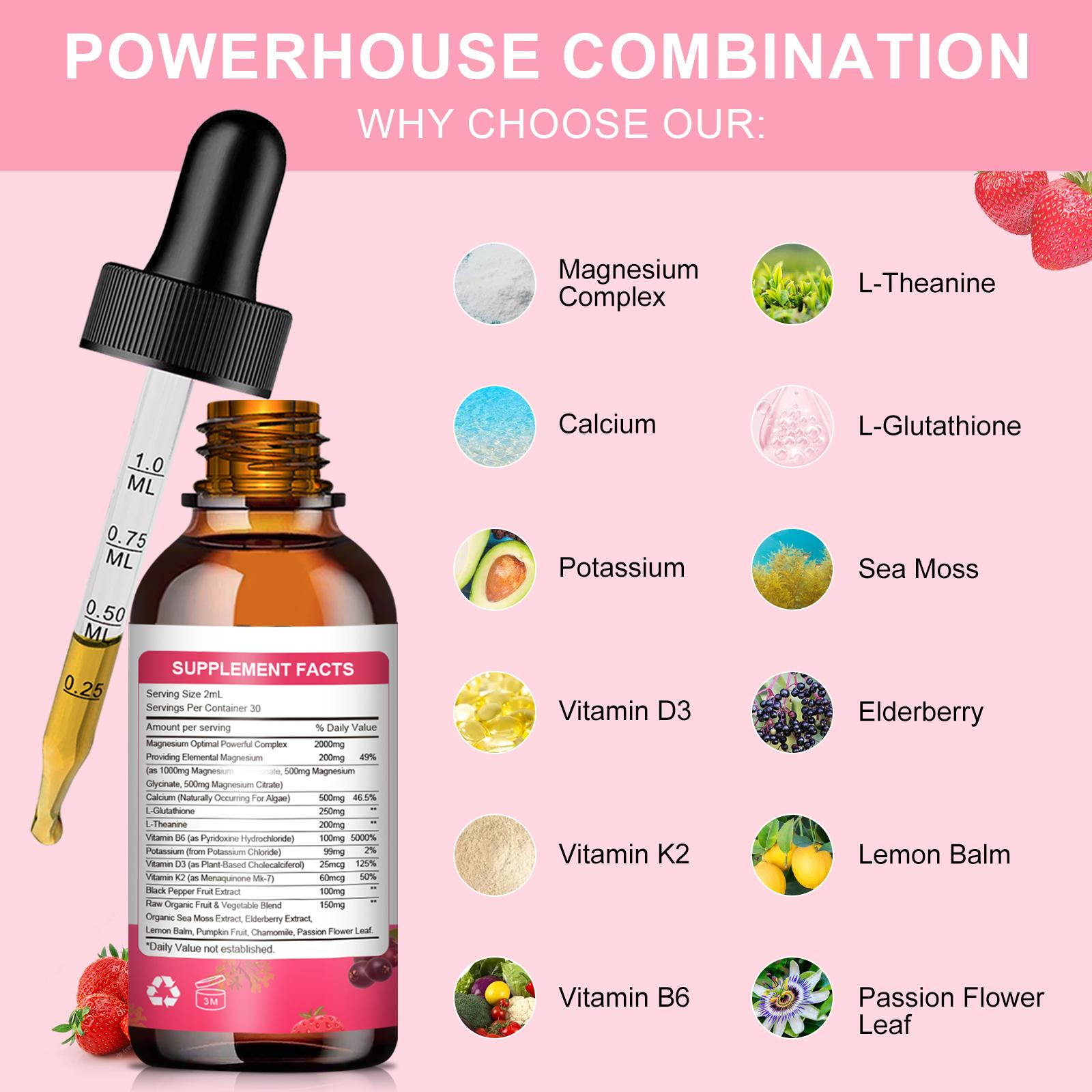 Magnesium Glycinate Liquid Supplement | High Potency Complex with Citrate | Sugar Free, Vegan, Non-GMO | Supports Nervous System, Relaxation, Muscle Recovery & Sleep