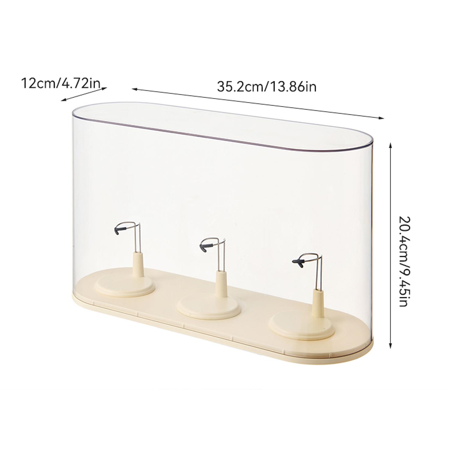 Trendy Plush Keychain Display Case with 3 Independent Stands, Stackable and Combinable, Suitable for Plush Keychains and Figurines like Labubu, Skullpanda, DIMOO, HIRONO, MOLLY, Stylish Keychain