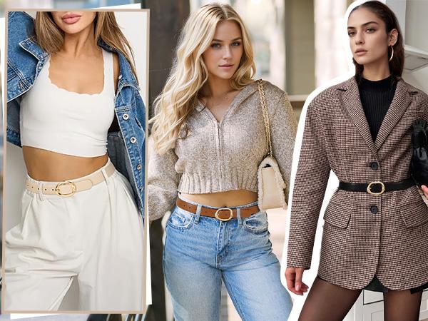 JASGOOD Women Leather Belt Ladies Casual Waist Belt Fashion Women Belt with Gold Buckle for Jeans Pants dealsforyoudays