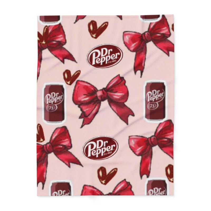 Dr Pepper Coquette Bow Flat Velvet Blanket Soft Flannel Cartoon Pattern Gift Cozy Warm lightweight personalized decorative giftabl fluffy figure print