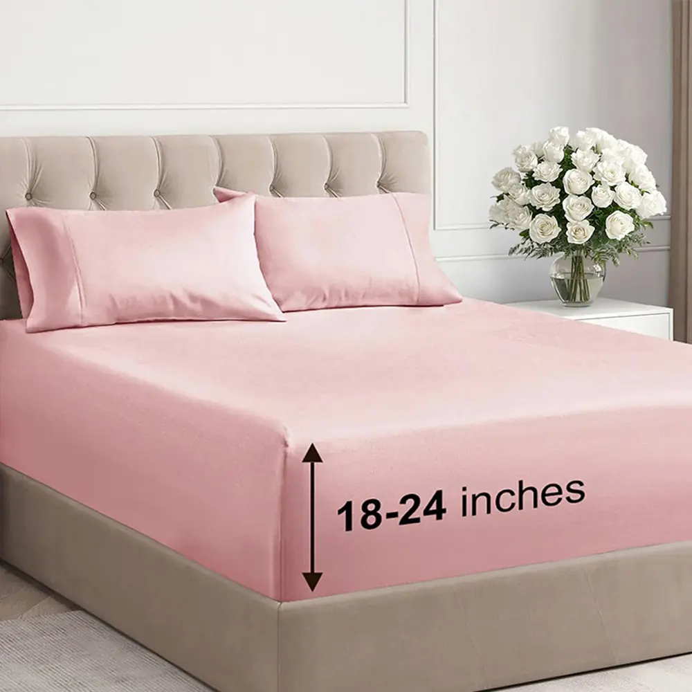 MUXHOMO Cooling Extra Deep Pocket Sheets Set - 4-Piece Breathable Cooling Bed Sheets & Pillowcases for Kids, Hotel Luxury, Soft Wrinkle-Free Comfy, Fits Extra Deep Mattresses (White), Cooling Sheets