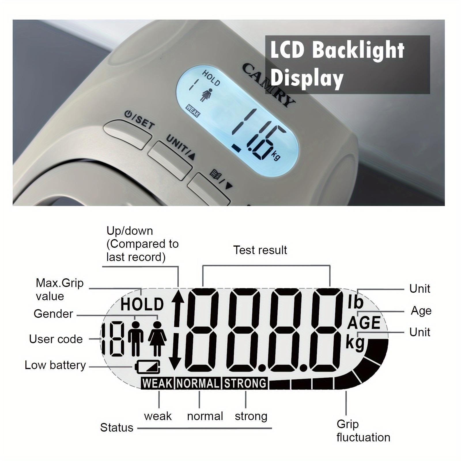 1pc Camry Digital Hand Dynamometer for Measuring Grip Strength, an Electronic Handheld Device with a Backlit LCD, Suitable for Sports, Educational Institutions, And Home Use, with a Capacity of 400Lbs/180Kg, No Batteries Required.